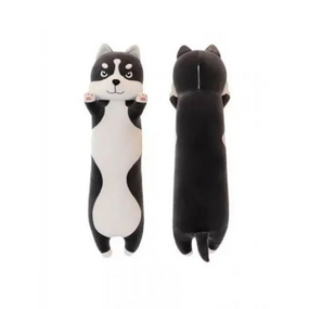 М'яка іграшка Хаскі-обіймашка 70 см, Хаскі батон для обіймів, плюшевий собака подушка