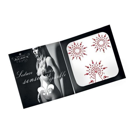 Пэстис из кристаллов Petits Joujoux Gloria set of 3 - Red, украшение на грудь и вульву | Зображення 2