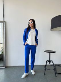 Женский костюм тройка рубашка+футболка+брюки трикотажный NB23007 размер 50/52 цвет синий