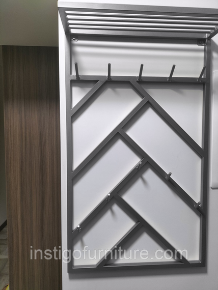 Вішалка для одягу настінна з металу, 600x200mm, H=1000mm Сірий | Зображення 2