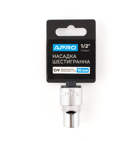 Насадка шестигранна 1/2" 10мм CrV APRO