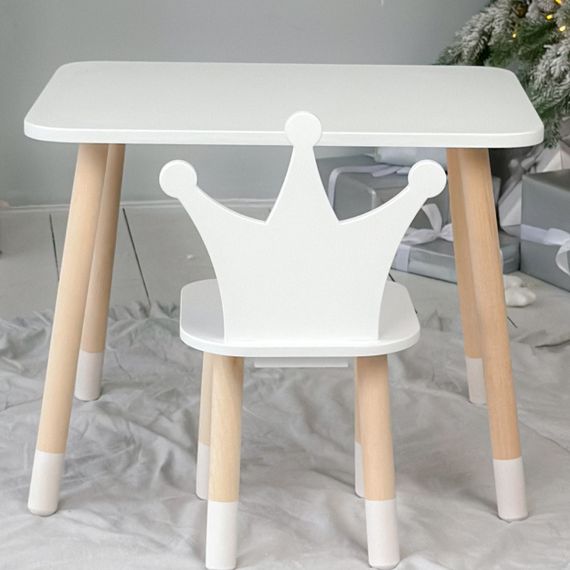 Прямокутний стіл і стільчик дитячий біла корона. Столик для уроків, ігор, їжі | Зображення 7