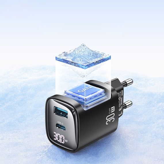 СЗУ Usams US-CC229 GaN Digital Display XC Ser. 30W (1USB-A/1C) Black | Зображення 3