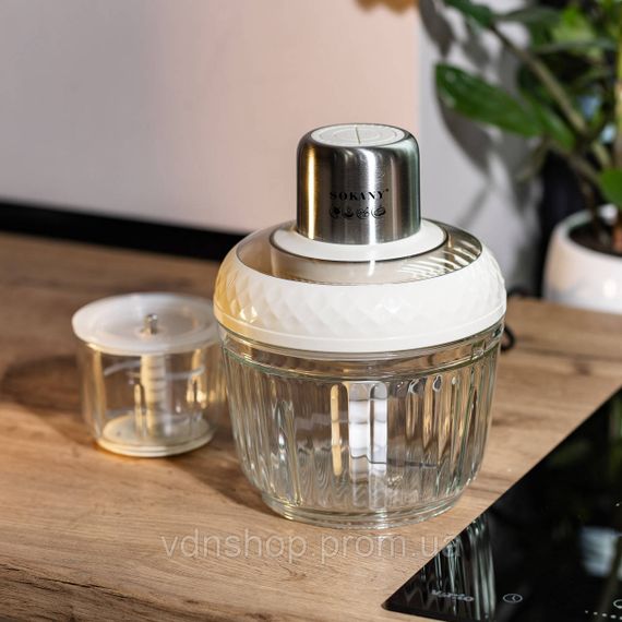 Чопер подрібнювач Sokany SKYM7032W 2в1 з чашами 0.5 і 1.5 л 800 Вт Білий | Зображення 8