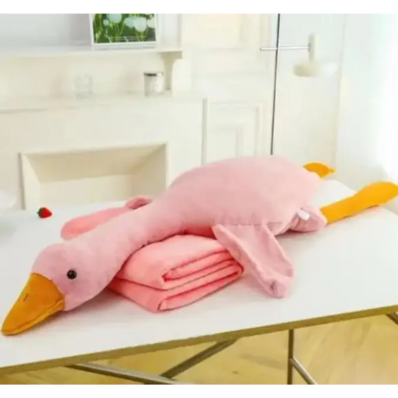 Подушка обіймашка Гусак із пледом, Плюшева іграшка Гусак з пледом 94 см рожевий | Зображення 4