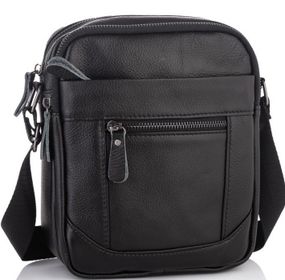 Чоловіча сумка-барсетка шкіряна через плече чорна Tiding Bag SK N5386