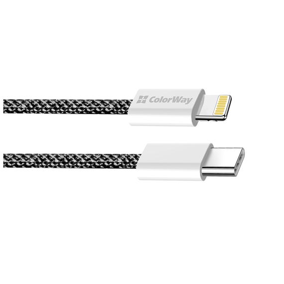 Дата кабель USB-C to Lightning 2.0m (PDF Fast Charging 27W) black ColorWay (CW-CBPDCL068-BK) | Зображення 1