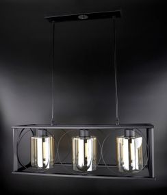 Люстра підвісна LOFT на 3 лампочки 25758 Чорний 35-90х24х63 см.