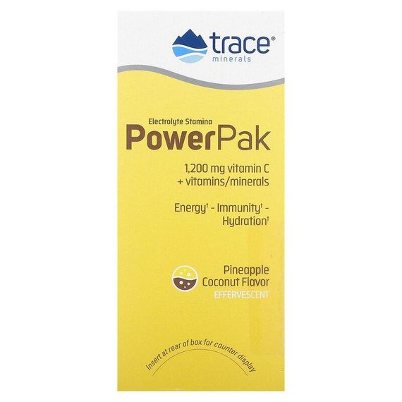 Електроліти, Electrolyte Stamina Power Pak, Trace Minerals Research, ананас та кокос, 30 пакетів по 6.1 г кожен | Зображення 1