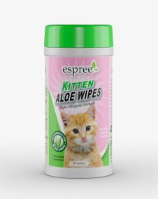 Серветки для очищення вовни та шкіри кошенят ESPREE Kitten Aloe Wipes 50шт