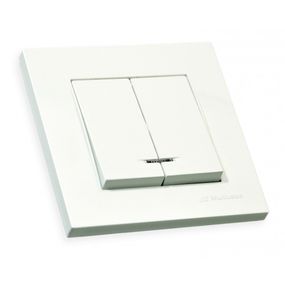 Вимикач 2 кл, 10 А, зі світловим індикатором, RITA, Mutlusan, білий (арт.47-00-06)