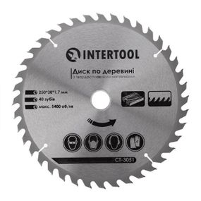 Диск пиляльний для дерева з твердосплавними напайками INTERTOOL CT-30511