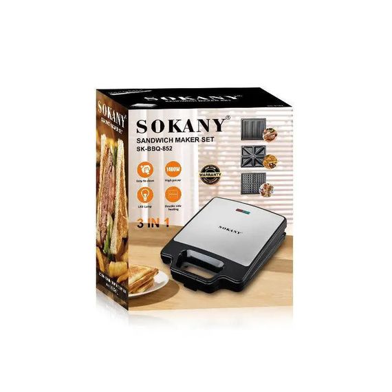 Мультипекарь Sokany SKBBQ852 с насадками 1400 Вт | Зображення 8
