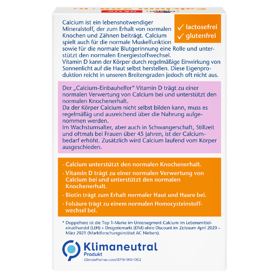 Доппельгерц Кальцій 900 + Д3 + Біотин + Фолієва кислота Doppelherz Calcium 900 + D3 + Biotin + Folsäure | Зображення 2