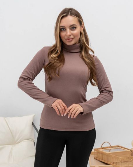 Жіноча тепла водолазка-гольф напівшерсть на термофлісі колір капучино розмір 46/48 DM09.09