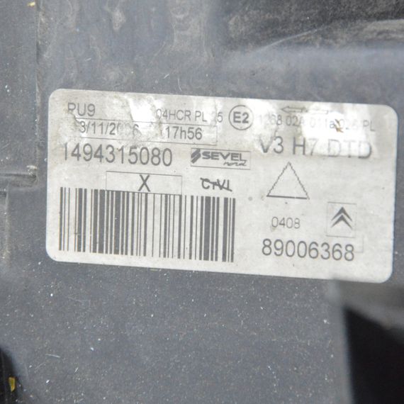 Фара передня права Citroen C8 2002-2014 Фара права Сітроен ц8 1494315080 89006368 | Зображення 9