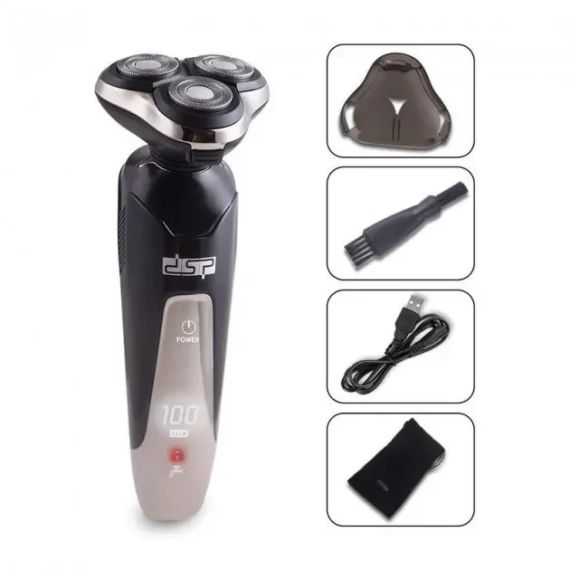 Бритва Электрическая на 3 плавающие головки DSP 60017 Роторная Электробритва мужская для влажного и сухого бритья | Зображення 2