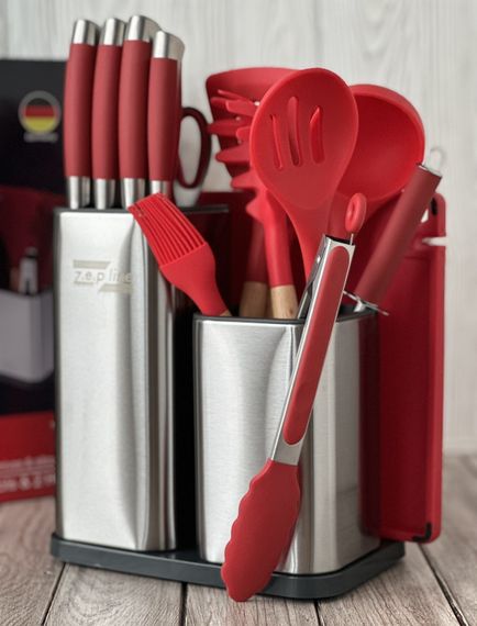 Набір кухонних ножів та принадлежностей Zepdine ZP-047 Колір червоний (43273-ZP-047_1320) | Зображення 2