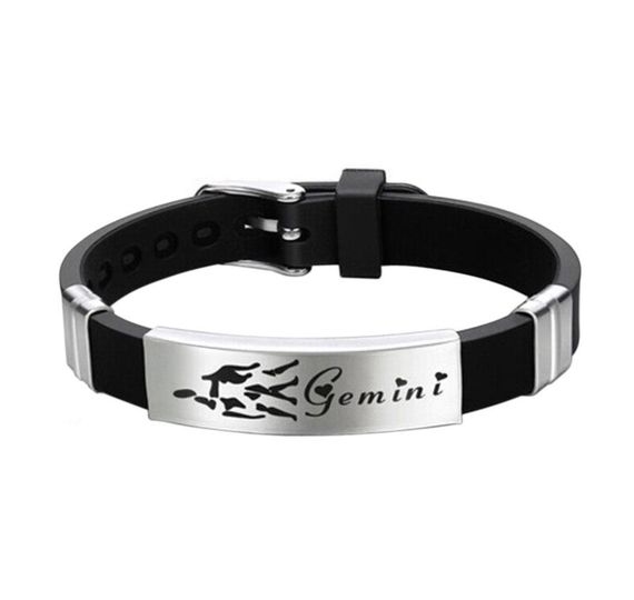 Силіконовий браслет Primo Zodiac - Gemini (Близнюки) - Black
