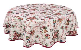 Скатертина гобеленова овальна MIRRA Limaso, 137x450, Овальна, Новорічний, Золотий люрекс, 75% поліестер, 22% бавовна, 3% акрил, Гобелен