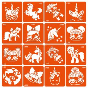 Набір трафаретів для біо-тату "Unicorns + LOL" unicorns-lol-16