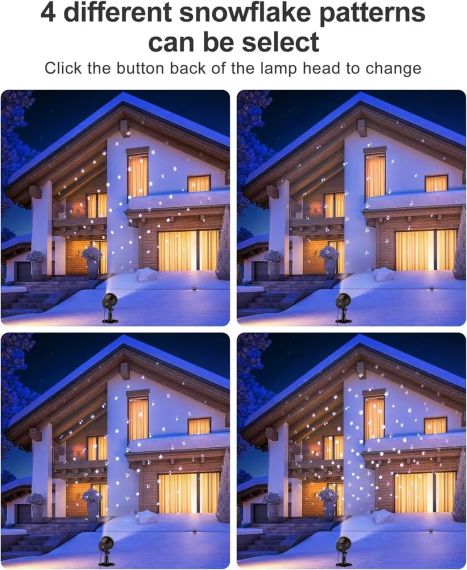 Лазерний проєктор для вулиці LED "Білі сніжинки" OxaOxe SW-PL-5, до 20 м. | Зображення 5