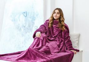 Рукоплед Плед з рукавами і кишенями з мікрофібри 200х150. Фіолетовий 373611