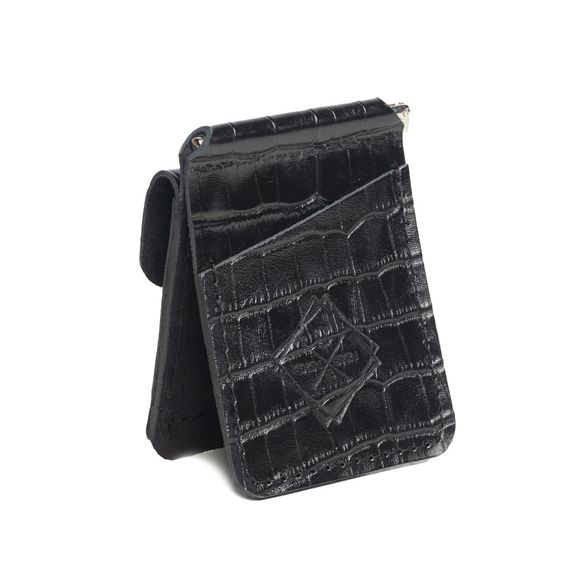 Шкіряний затискач для купюр Skin and Skin Кайман 11х7.5 см Чорний (SW04BLK)