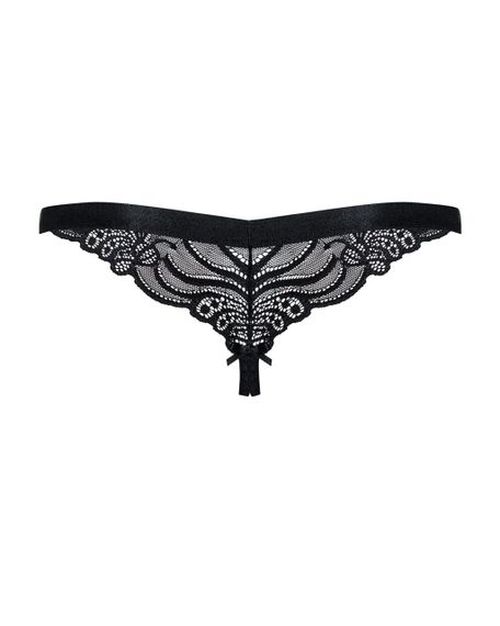 Мереживні танги з доступом Obsessive 828-THC-1 crotchless thong L/XL, чорні | Зображення 5
