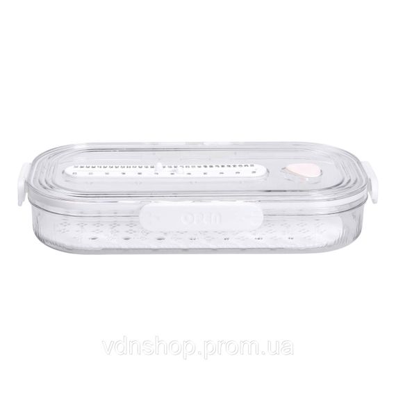 Контейнер для їжі пластиковий 32.5х17.5х6 см харчовий контейнер з індикатором дати 1 л Білий HP-27-7 | Зображення 3