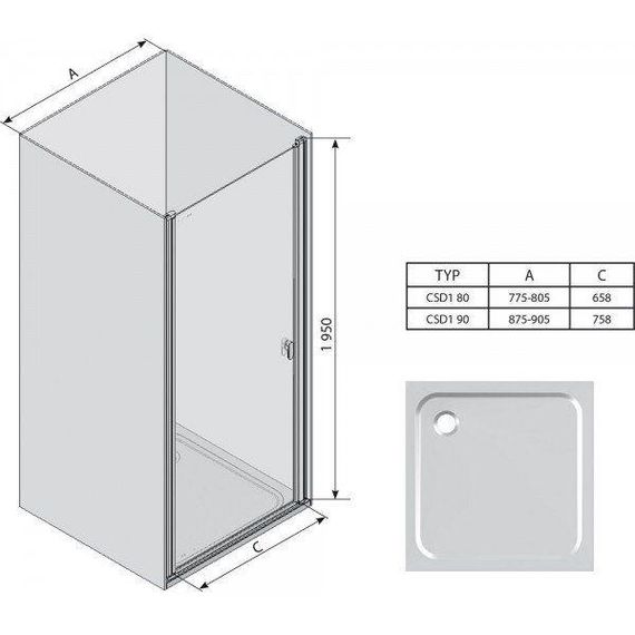 Душові двері Ravak Chrome CSD1- 80 Полір.алюм Transparent | Зображення 5