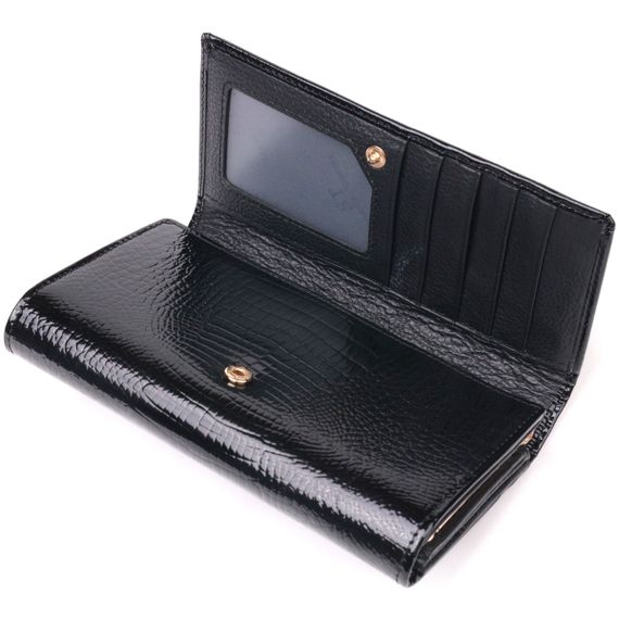 Лаковый женский кошелек с визитницей ST Leather 19403 Черный | Зображення 2