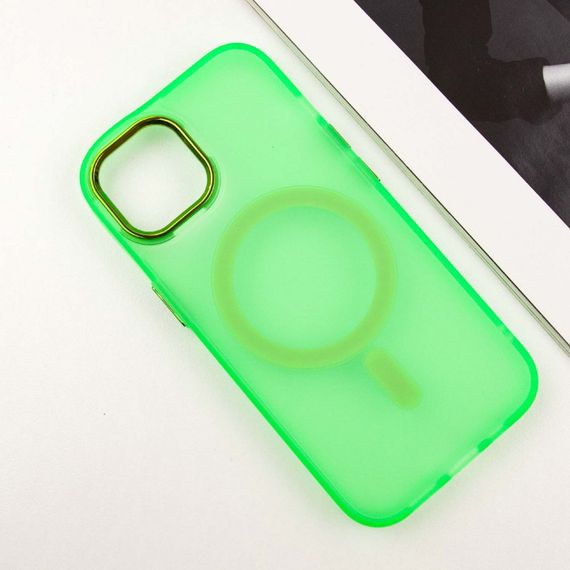 Чехол TPU+PC Lily with MagSafe для Apple iPhone 14 (6.1") Neon Green | Зображення 2