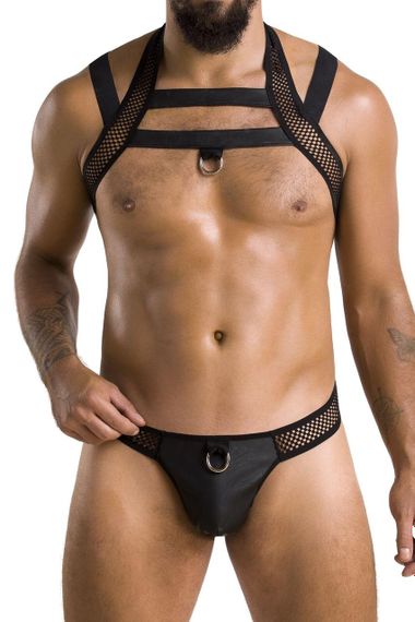 Комплект мужского белья с креплениями Passion 043 JACOB XXL/XXXL Black, трусы, шлейка sexstyle