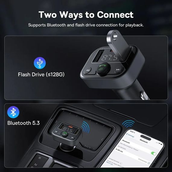 FM модулятор Baseus S-09 Lite Bluetooth 2USB + Type-C | Зображення 1