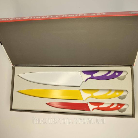 Набор ножей c керамическим покрытием HIGH QUALITY KNIFE SET 3 шт в наборе Поварской, для нарезки,Универсальны | Зображення 4