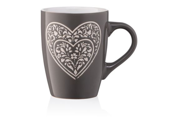 Чашка ARDESTO  Heart, 330 мл, темно-сіра, кераміка (AR3467DGR)