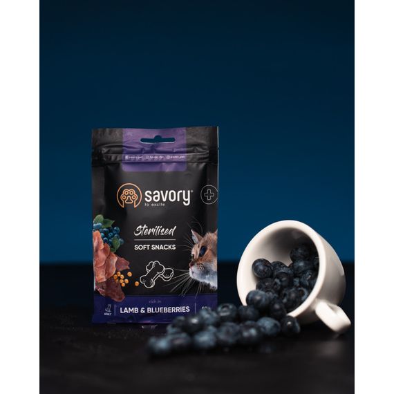 М які ласощі Savory для здоров’я стерилізованих котів, ягня та чорниці | Зображення 7