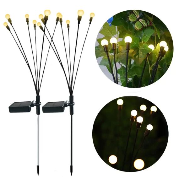 Садовый фонарь в упаковке 2 шт на солнечной батарее "Светлячки" 70 см Уличный фонарик | Зображення 1