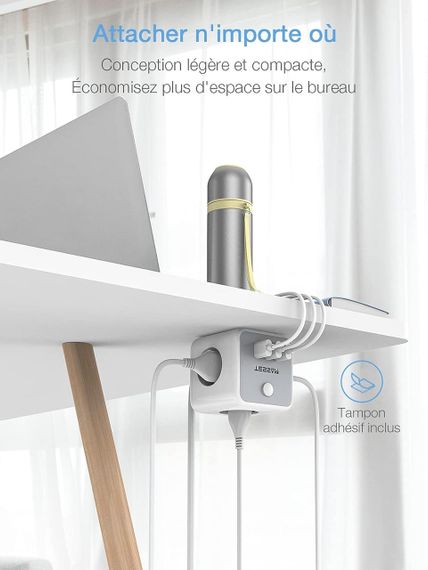 Сетевой удлинитель TESSAN USB Power Strip Cube, 3 розетки, 3 USB-порта, выключатель, 1.5 м, серый | Зображення 2