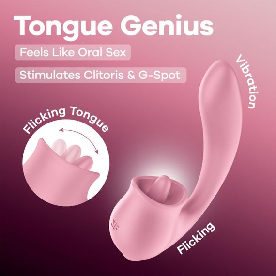 Вагінально-кліторальний вібратор Satisfyer Tongue Genius з язичком Sex Aura | Зображення 5