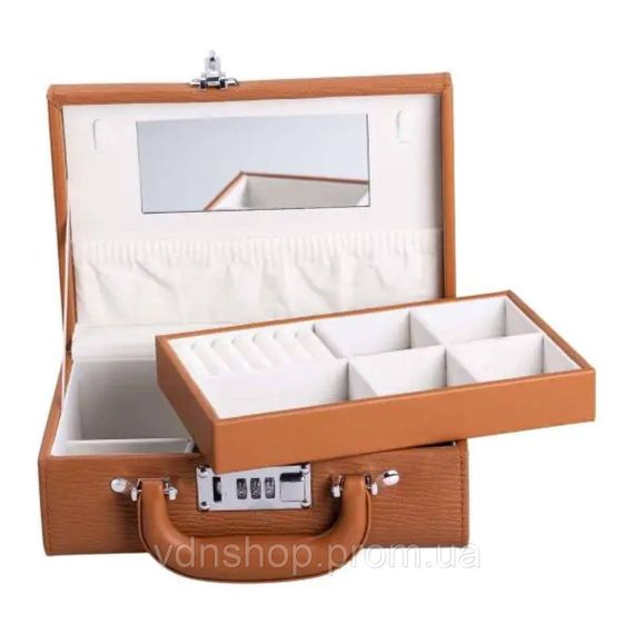Скринька для прикрас з еко шкіри 2 яруси з кодовим замком органайзер для ювелірних виробів HP-5-24R | Зображення 1