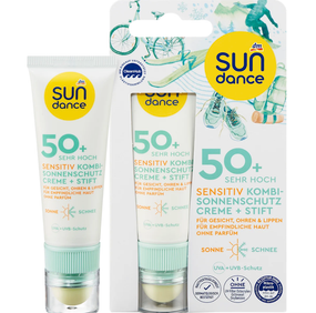 Солнцезащитный крем + бальзам для губ SUNDANCE Sonnenschutz Kombi Gesicht Creme + Stift Sensitiv LSF50+