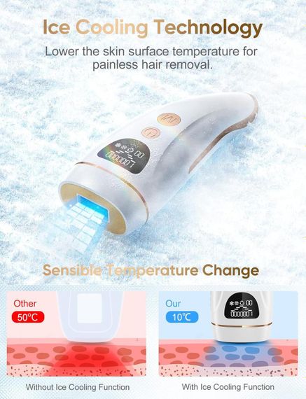 Эпилятор IPL Hair Removal DYM-022 с охлаждением, лазерная эпиляция, фотоэпиляция для тела, удаление волос | Зображення 5