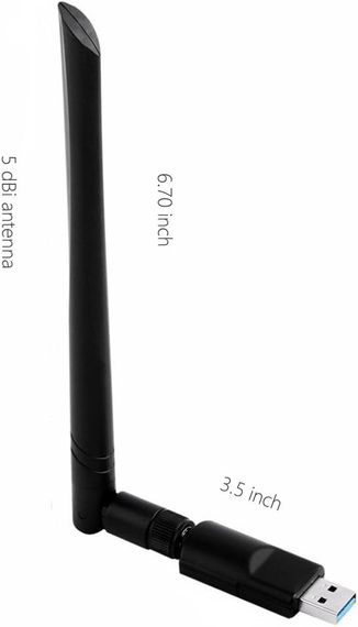 Беспроводной сетевой адаптер Wi-Fi USB 3.0 AC1200mbps RTL8812BU, с антенной 20 см, 802.11bgn 2.4/5.0GHz