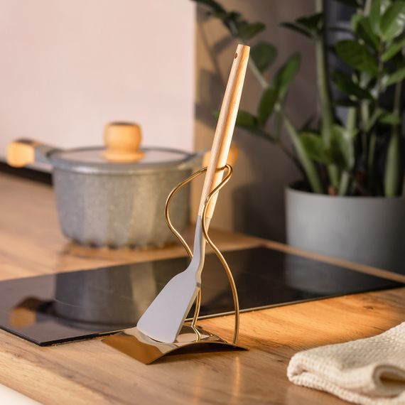 Підставка під ополоник, лопатку або ложку 12×10,5×17 см з нержавіючої сталі Золото HP-19-15-G | Зображення 4