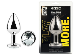 Анальна пробка із кристалом EGZO - Silver Round Plug Clear size S Sex Aura