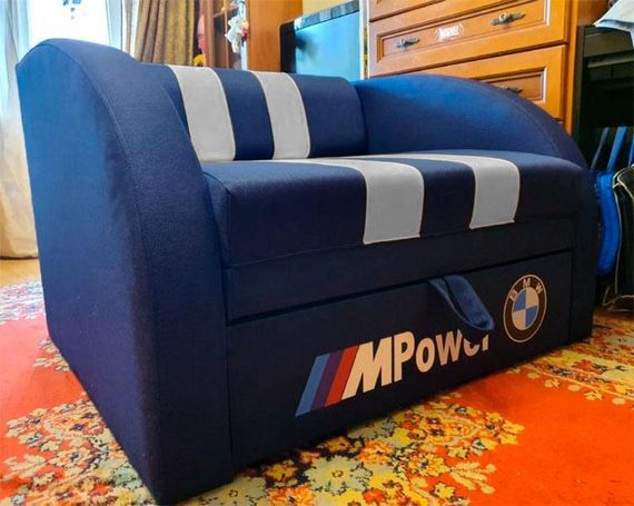 Дитяче розкладне крісло-ліжко Smart SM 001 BMW колір синій із шухлядою для білизни, для дітей і підлітків | Зображення 2
