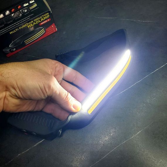 LED Ліхтар налобний BL-W689-LM+2COB (white+red) датчик руху, Ліхтарик на голову із зарядкою | Зображення 2