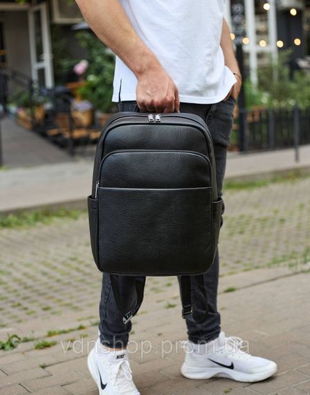 Универсальный мужской рюкзак из кожи 41х31х16, удобный рюкзак для ноутбука и документов, черный | Зображення 7